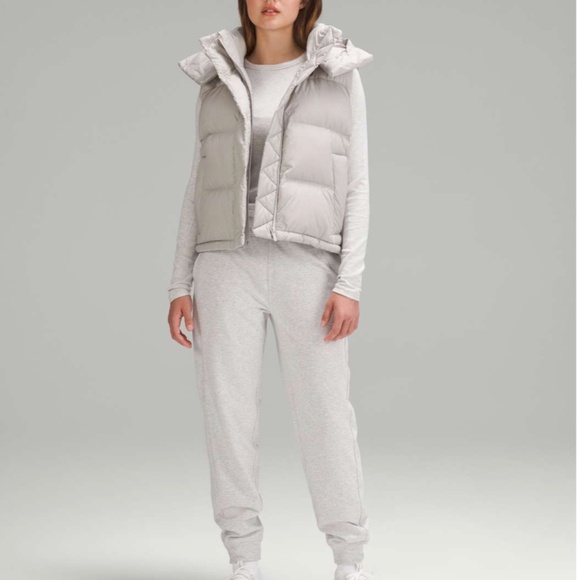 NWT Lululemon Wunder Puff 600 Down Cropped Vest Heathered Natural Ivory Size 0
